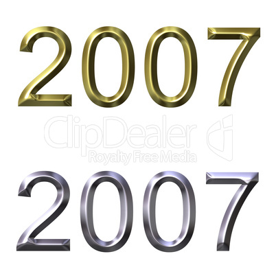 Year of 2007 in 3D Silver and Gold