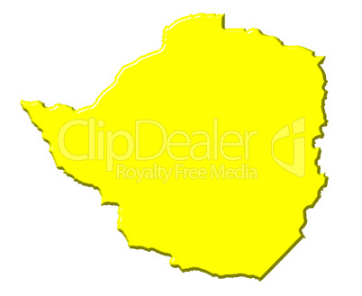 Zimbabwe 3d map with national color