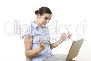female learning with her laptop