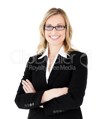 Self-assured businesswoman with folded arms