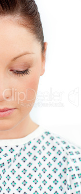 Depressed  female patient looking to the ground