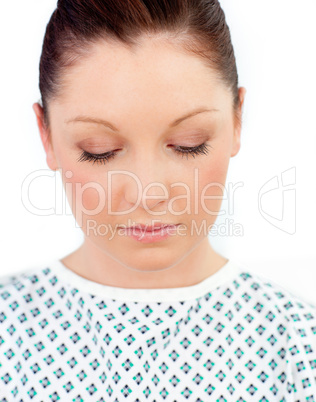 Sad female patient looking to the ground