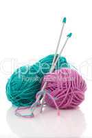 Blue and pink  knitting wool