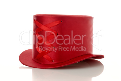 Red hat with ribbon