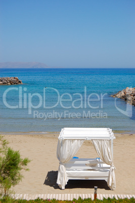 Hut at the beach of luxury hotel, Crete, Greece