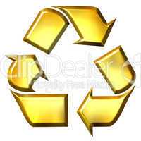 3D Golden Recycle Symbol