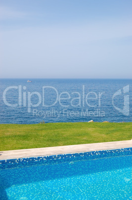 Swimming pool at the modern luxury villa, Crete, Greece