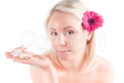 Beautiful woman with shell