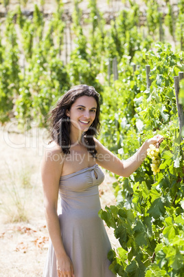 Frau auf Weingut