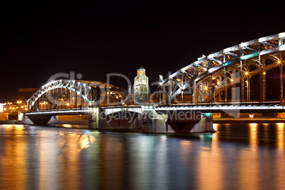 Steel bridge by night