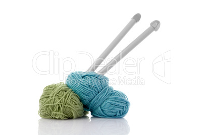 Blue and green  knitting wool