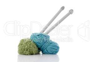 Blue and green  knitting wool