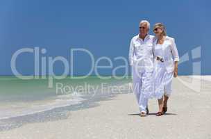 Happy Senior Couple Dancing Walking on A Tropical Beach