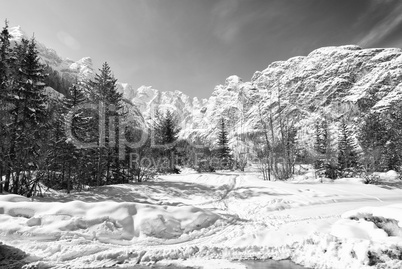 Snow on the Dolomites Mountains, Italy