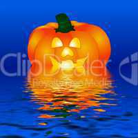 Halloween Kürbis im Wasser
