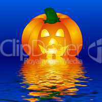 Halloween Kürbis im Wasser