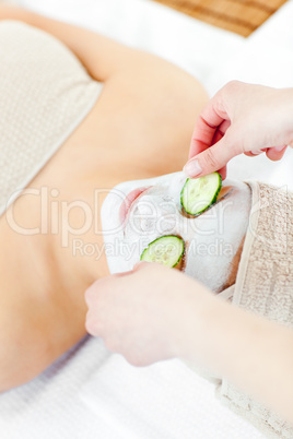 Green woman having a massage