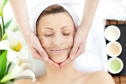 Brilliant woman having a massage