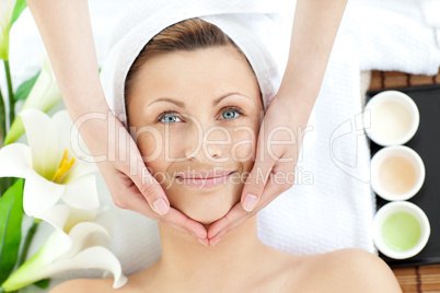 Bright woman having a massage