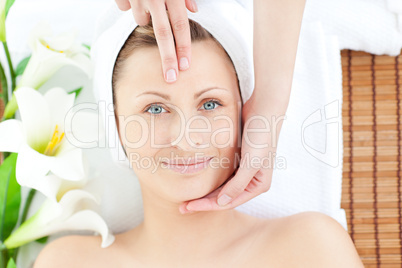 Happy woman having a massage