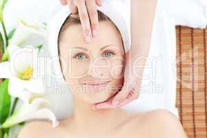 Happy woman having a massage