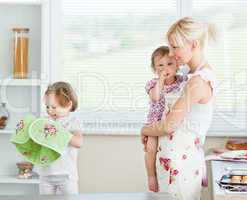 Mother having fun with her daughters