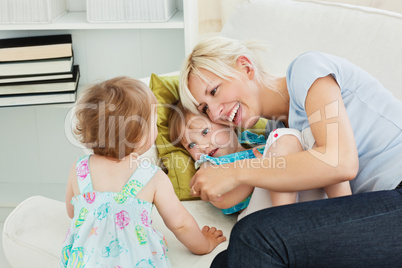 Woman is hugging her daughter