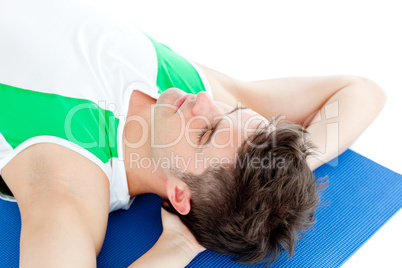 Caucasian young man doing fitness