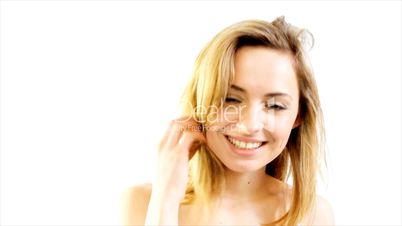 portrait of happy girl drinking water