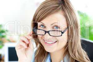 Attractive businesswoman  smiling at the camera