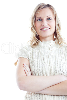 Happy young woman wearing a pullover