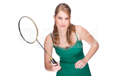 Frau mit Badmintonschläger