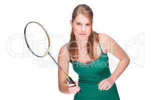 Frau mit Badmintonschläger