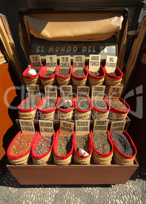 street stand with herbage in Madrid