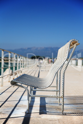 metal bench on the sea-front