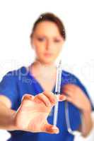 nurse holding a medical syringe
