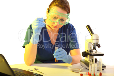 Female Researcher working with chemicals