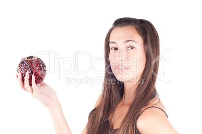 Brunette with christmas decoration