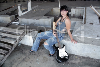 Grunge/Punk Rocker Girl with Guitar (2)