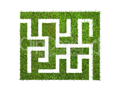 green grass maze, isolated on white