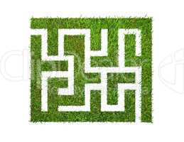 green grass maze, isolated on white