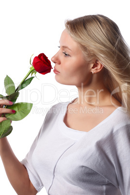 Blonde with rose.