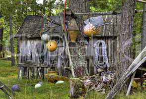 Old weathered cabin.