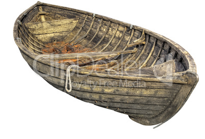 Old traditional wooden rowboat.