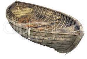 Old traditional wooden rowboat.