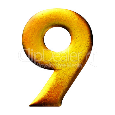 3D golden digit