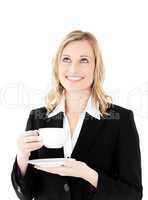 Charismatic businesswoman holding a cup of coffee