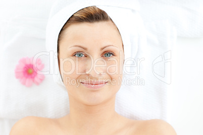 Portrait of a happy woman in a spa center