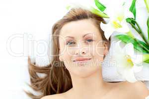 Portrait of an attractive woman in a spa center