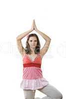 Young female practising yoga